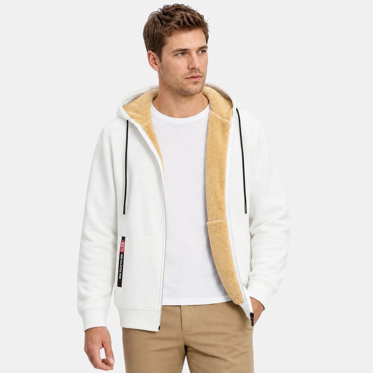 Men's Zip Up Hoodie with Hood and Front Pockets