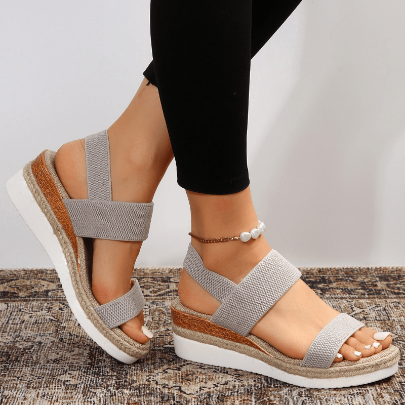 Sandales plates à plateforme pour femmes, bout ouvert, à enfiler
