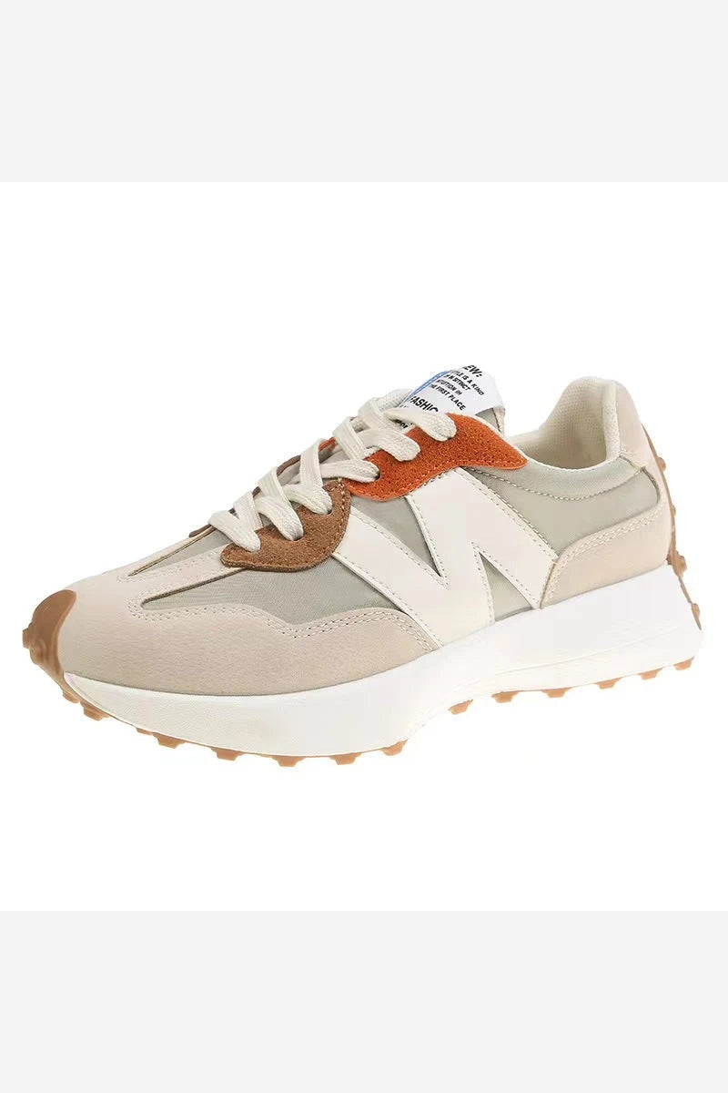 Women Trainers Retro Casual Lace Up Contrast Panel