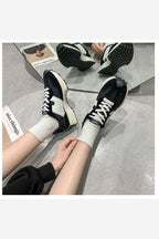 Women Trainers Retro Casual Lace Up Contrast Panel