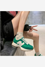 Women Trainers Retro Casual Lace Up Contrast Panel