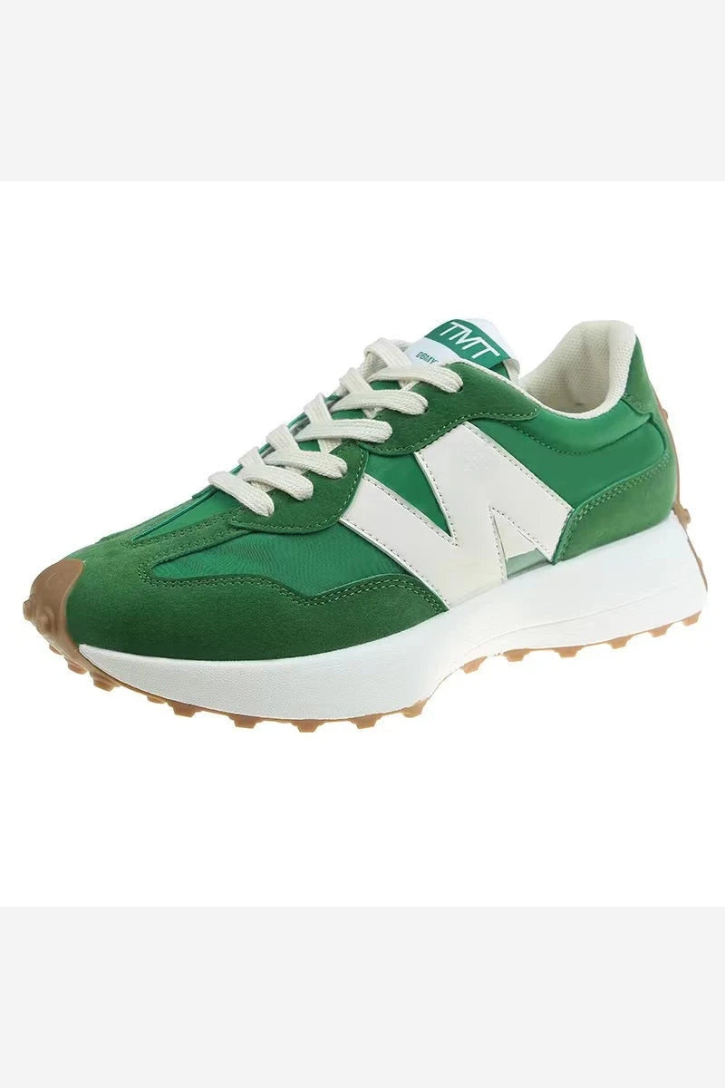 Women Trainers Retro Casual Lace Up Contrast Panel
