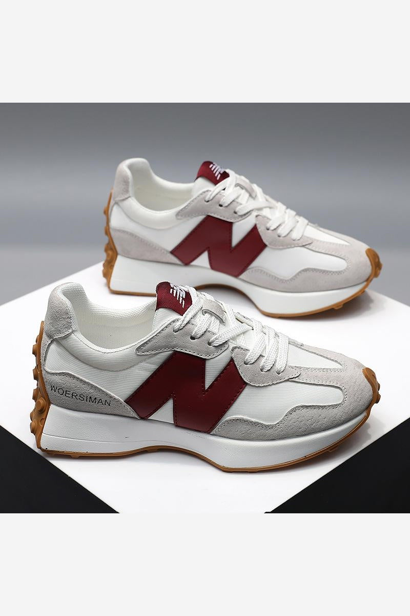 Women Trainers Retro Casual Lace Up Contrast Panel