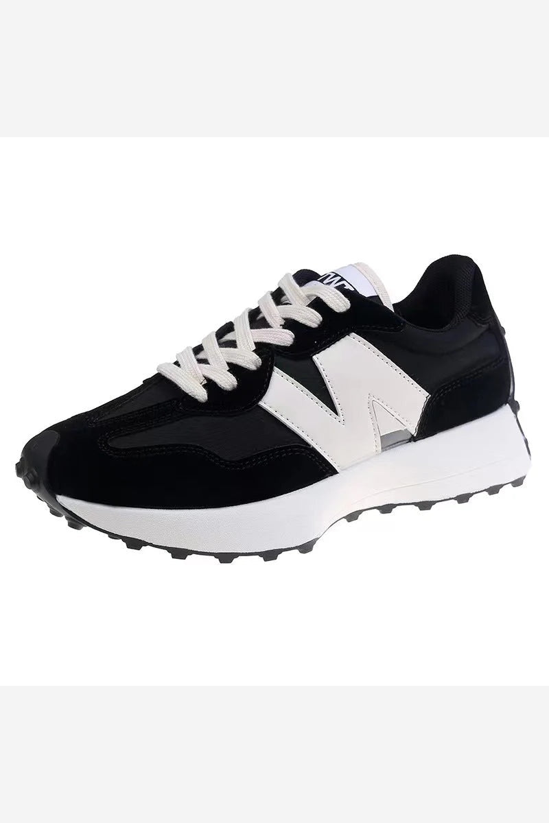Women Trainers Retro Casual Lace Up Contrast Panel