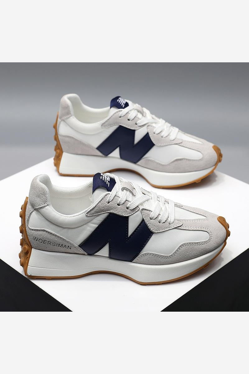 Women Trainers Retro Casual Lace Up Contrast Panel
