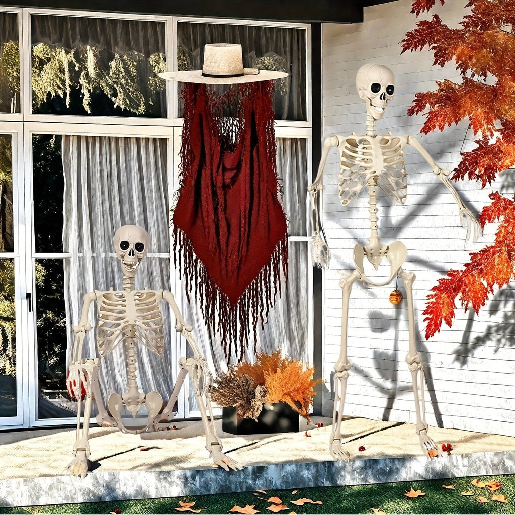 5.5ft Life Size Halloween Skeleton – Poseable Outdoor Garden Decoration