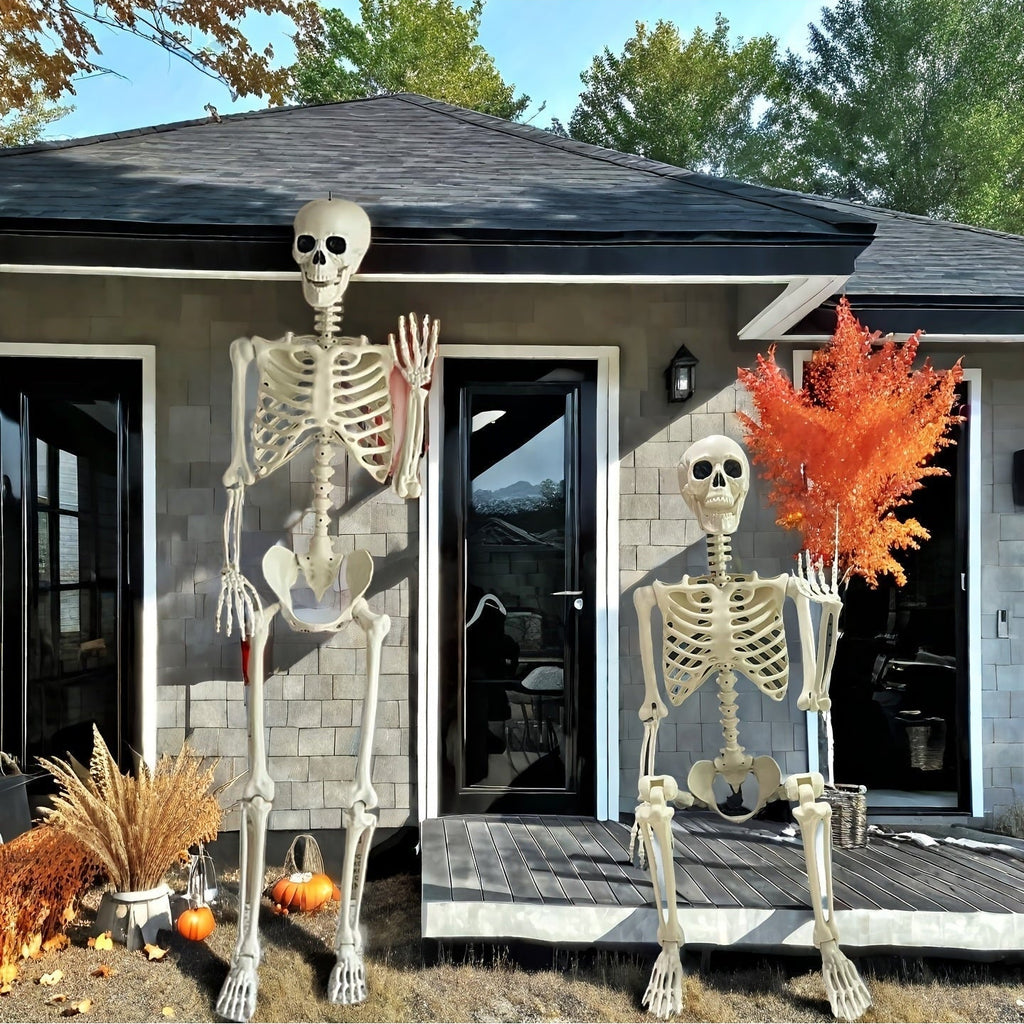 5.5ft Life Size Halloween Skeleton – Poseable Outdoor Garden Decoration