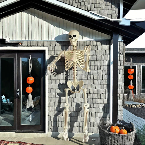 5.5ft Life Size Halloween Skeleton – Poseable Outdoor Garden Decoration