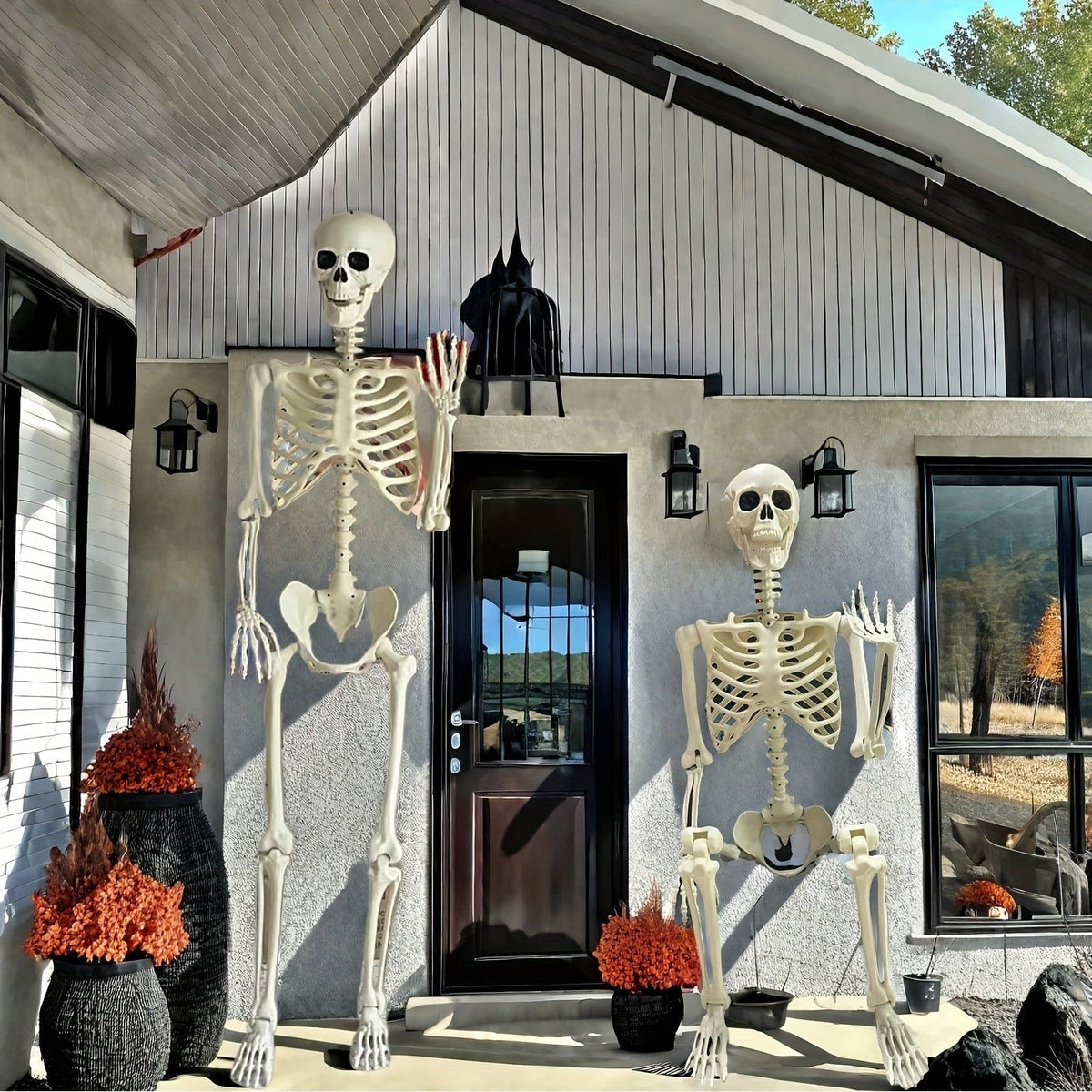 5.5ft Life Size Halloween Skeleton – Poseable Outdoor Garden Decoration