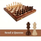 Wooden Chess Set – 39 x 39 cm Solid Wood Folding Chess Board with Storage & 32 Chess Pieces