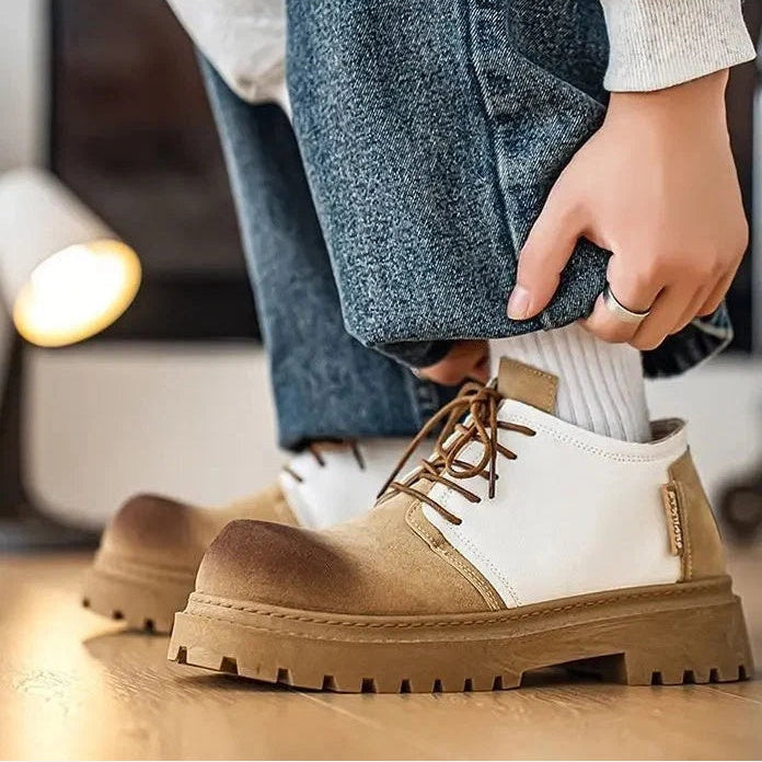 Men's Chunky Derby Shoes with Lace Up Fastening and Lug Sole