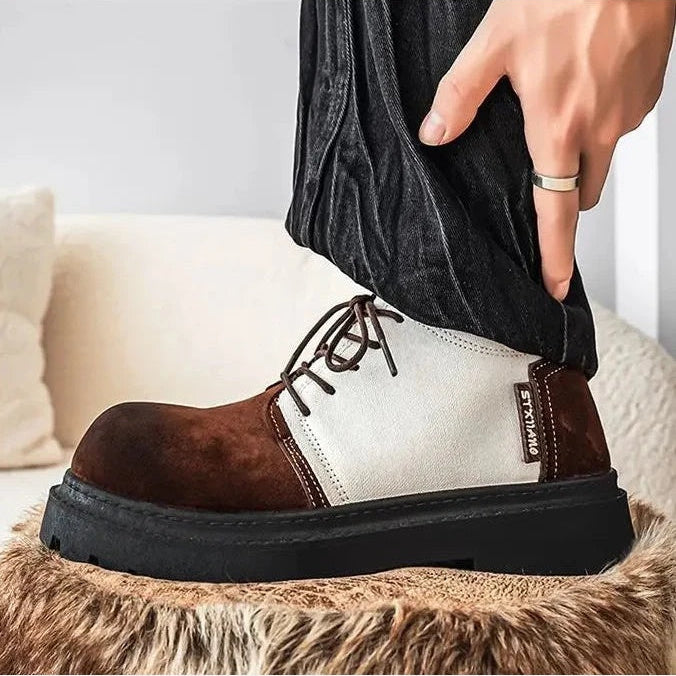 Men's Chunky Derby Shoes with Lace Up Fastening and Lug Sole