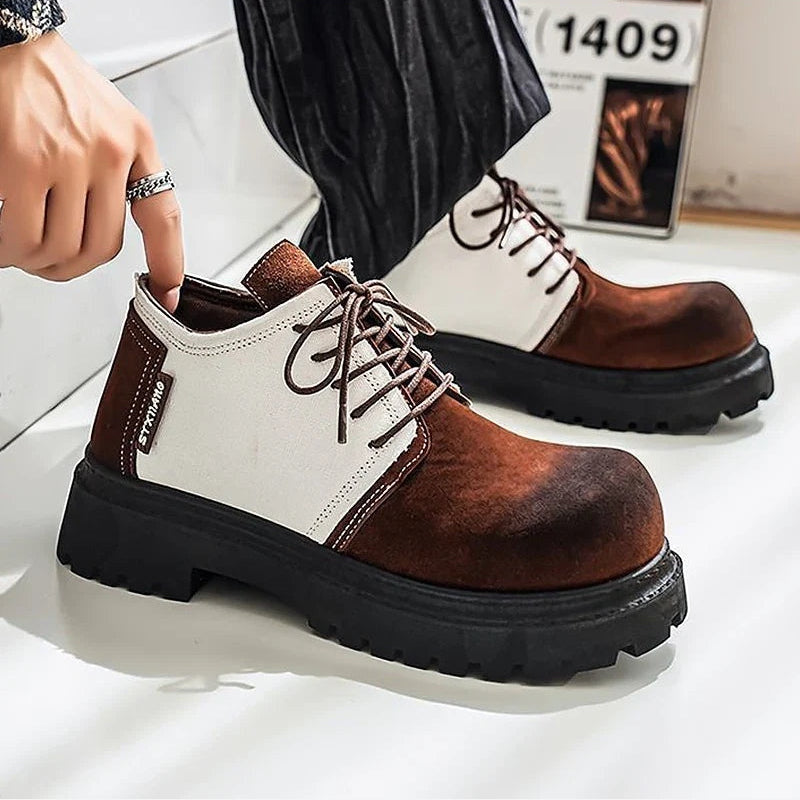 Men's Chunky Derby Shoes with Lace Up Fastening and Lug Sole