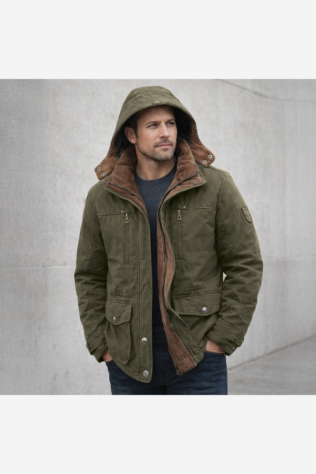 Men's Winter Parka Jacket – Hooded Fleece Lined Regular Fit