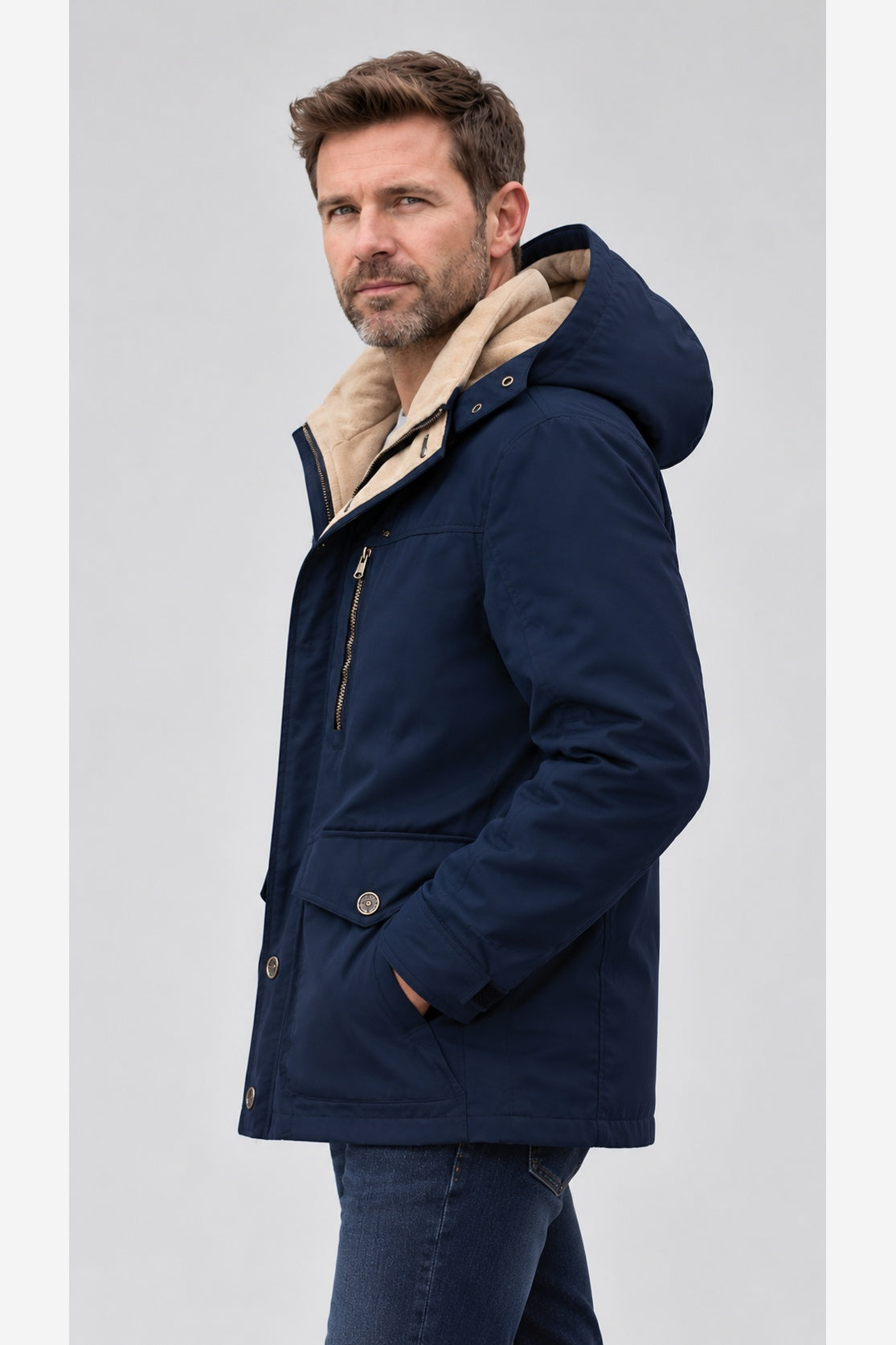 Men's Winter Parka Jacket – Hooded Fleece Lined Regular Fit