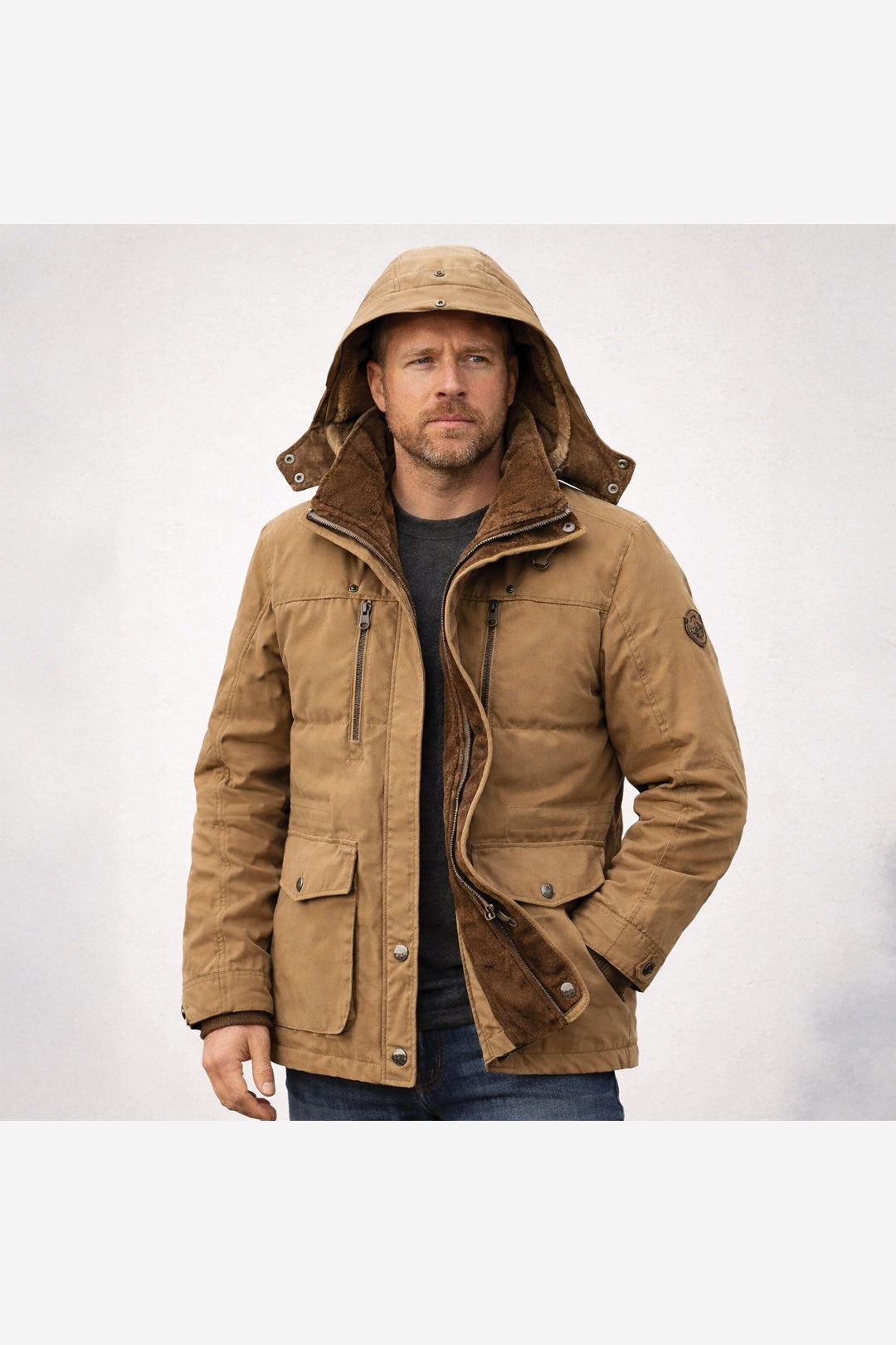Men's Winter Parka Jacket – Hooded Fleece Lined Regular Fit