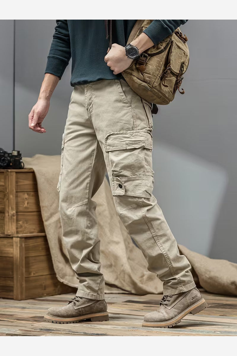 Men's Cotton Cargo Trousers – Relaxed Fit Straight Leg