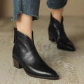 Women's Pointed Toe Ankle Boots – Block Heel Vegan Leather