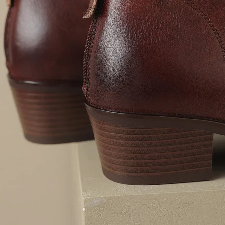 Women's Pointed Toe Ankle Boots – Block Heel Vegan Leather