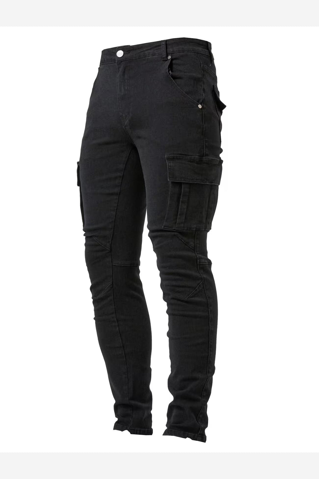Men's Stretch Denim Cargo Trousers – Slim Fit Multi Pocket