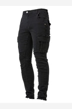 Men's Stretch Denim Cargo Trousers – Slim Fit Multi Pocket