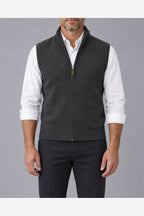 Men's 100% Cashmere Gilet – Full Zip Stand Collar