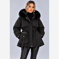 Women's Hooded Padded Winter Jacket – Faux Fur Trim Slim Fit
