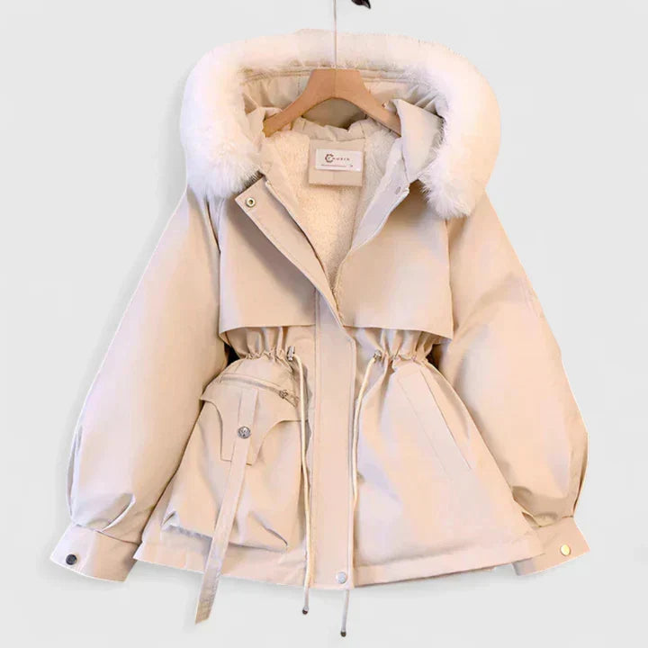 Women's Hooded Padded Winter Jacket – Faux Fur Trim Slim Fit