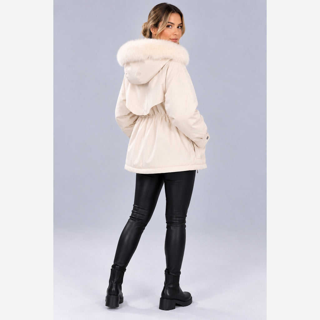 Women's Hooded Padded Winter Jacket – Faux Fur Trim Slim Fit