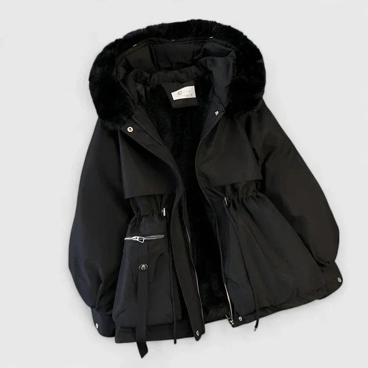 Women's Hooded Padded Winter Jacket – Faux Fur Trim Slim Fit
