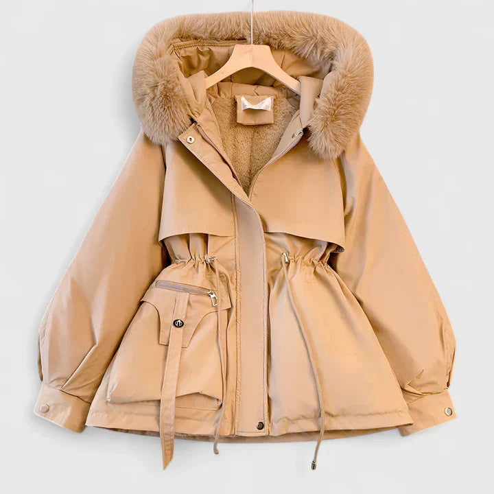 Women's Hooded Padded Winter Jacket – Faux Fur Trim Slim Fit