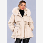 Women's Hooded Padded Winter Jacket – Faux Fur Trim Slim Fit