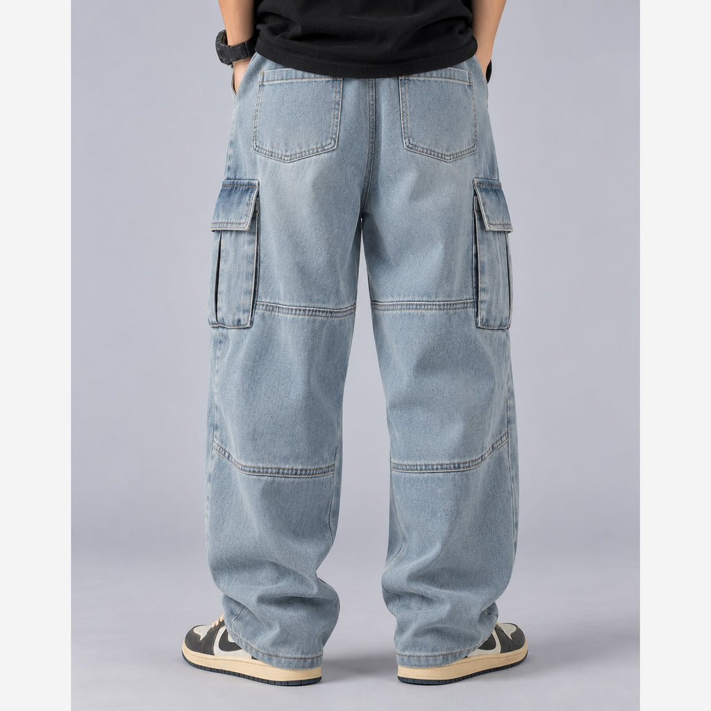 Men's Baggy Cargo Jeans – Wide Leg Heavyweight Denim