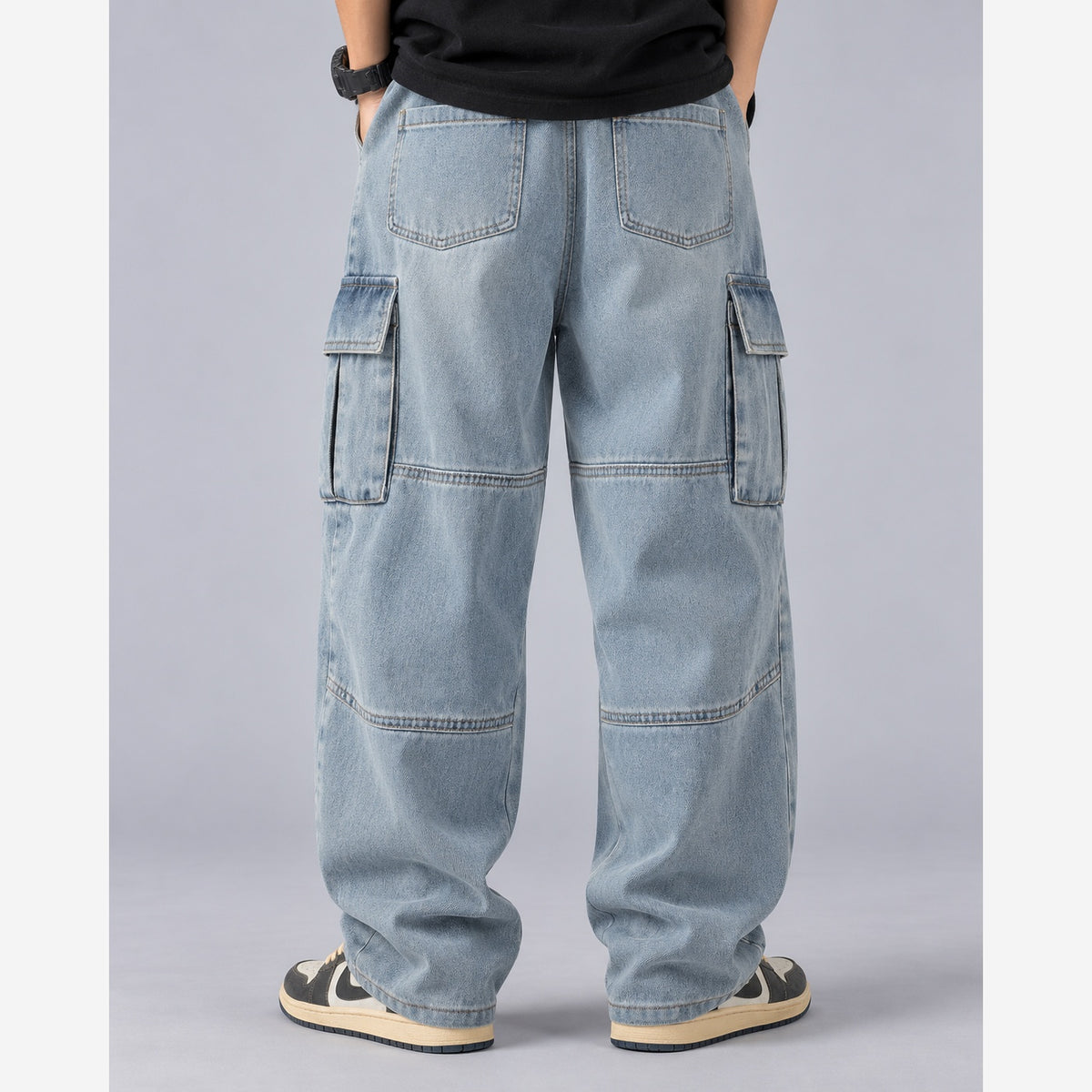 Men's Baggy Cargo Jeans – Wide Leg Heavyweight Denim