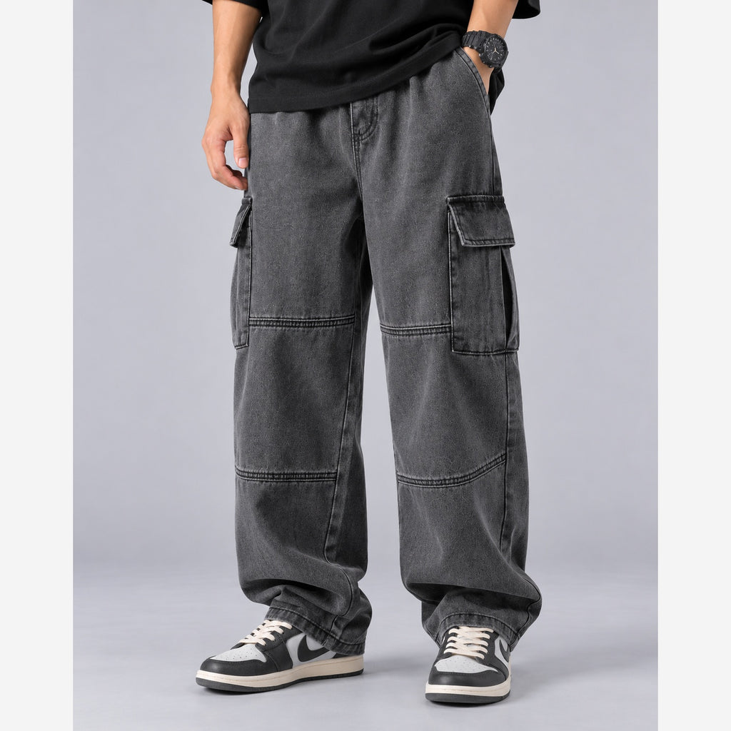 Men's Baggy Cargo Jeans – Wide Leg Heavyweight Denim