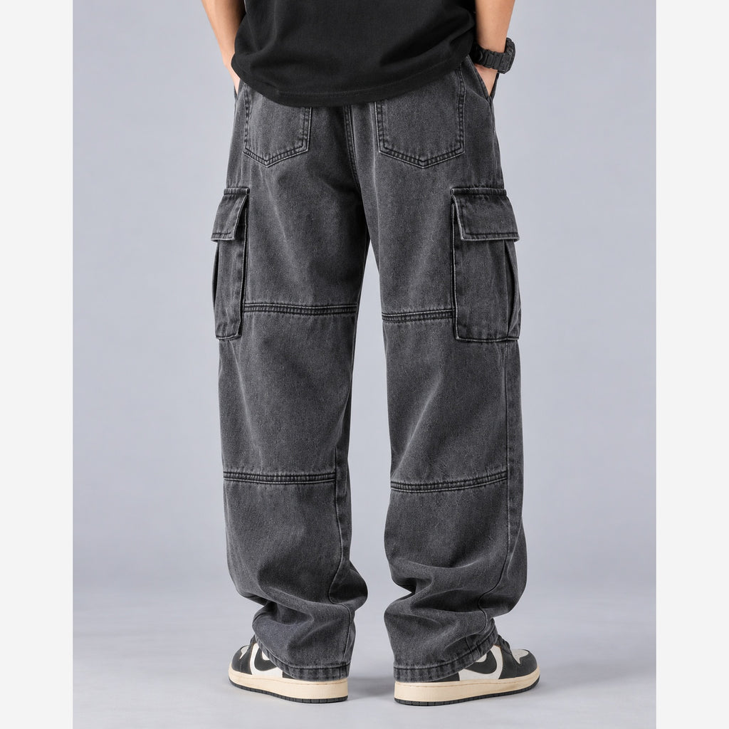 Men's Baggy Cargo Jeans – Wide Leg Heavyweight Denim