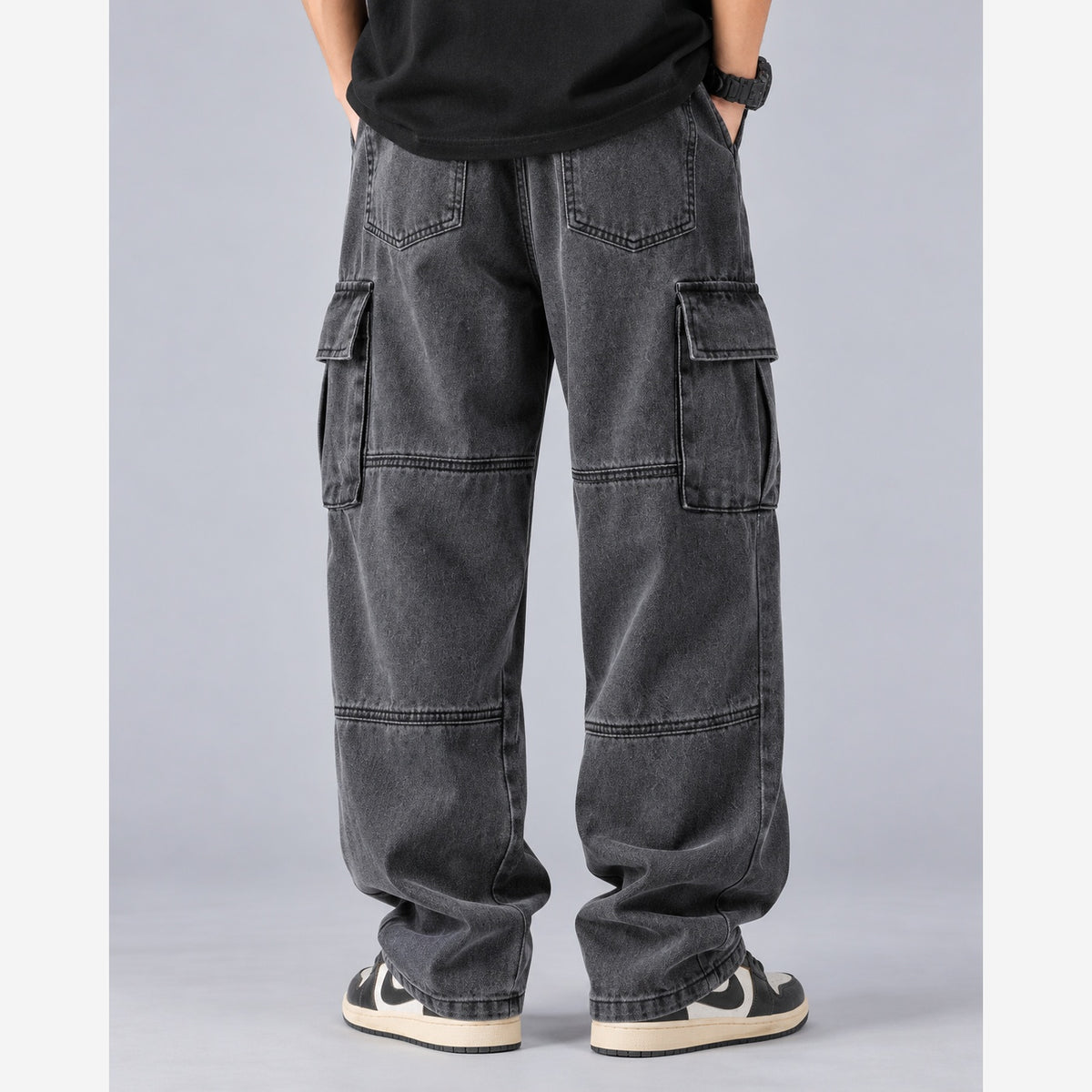 Men's Baggy Cargo Jeans – Wide Leg Heavyweight Denim