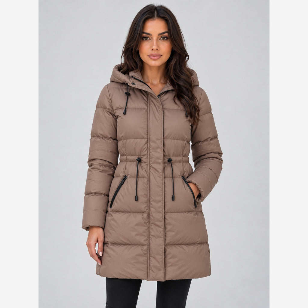 Women's Longline Puffer Coat – Hooded Padded Winter Jacket