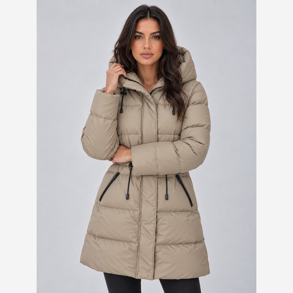 Women's Longline Puffer Coat – Hooded Padded Winter Jacket