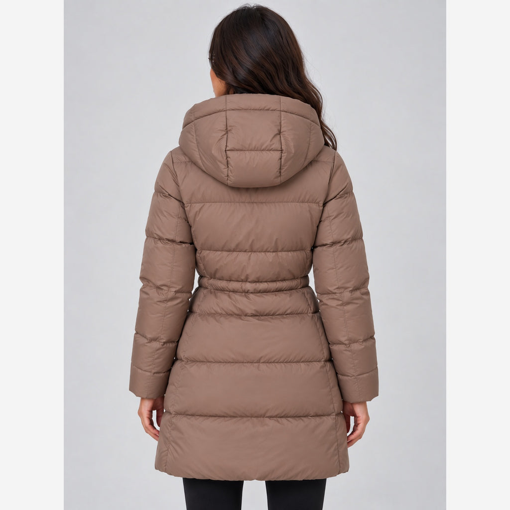 Women's Longline Puffer Coat – Hooded Padded Winter Jacket