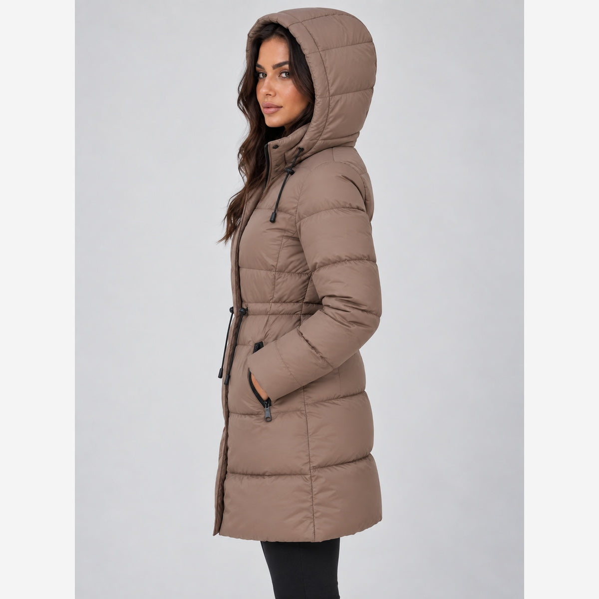 Women's Longline Puffer Coat – Hooded Padded Winter Jacket