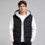 Men's Hooded Puffer Gilet – Padded Full Zip Regular Fit