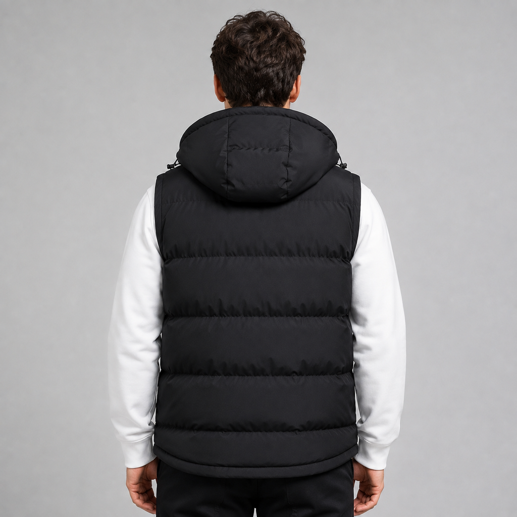 Men's Hooded Puffer Gilet – Padded Full Zip Regular Fit