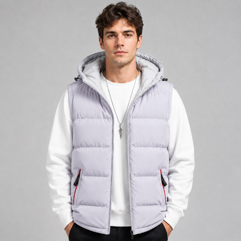 Men's Hooded Puffer Gilet – Padded Full Zip Regular Fit