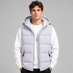 Men's Hooded Puffer Gilet – Padded Full Zip Regular Fit