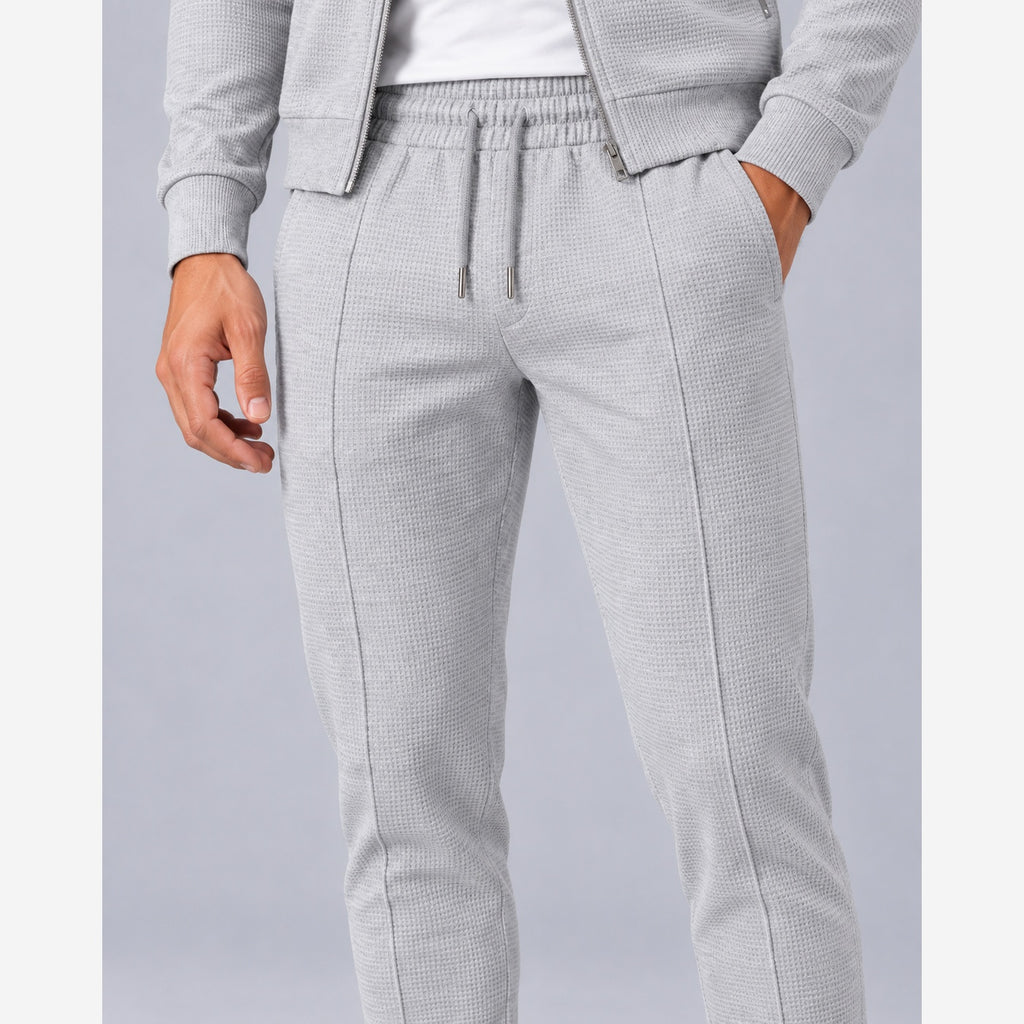 Men's Waffle Knit Tracksuit – Slim Fit Zip Jacket & Joggers