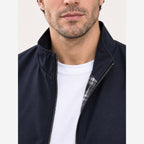 Men's Navy Harrington Jacket – Check Lining Regular Fit