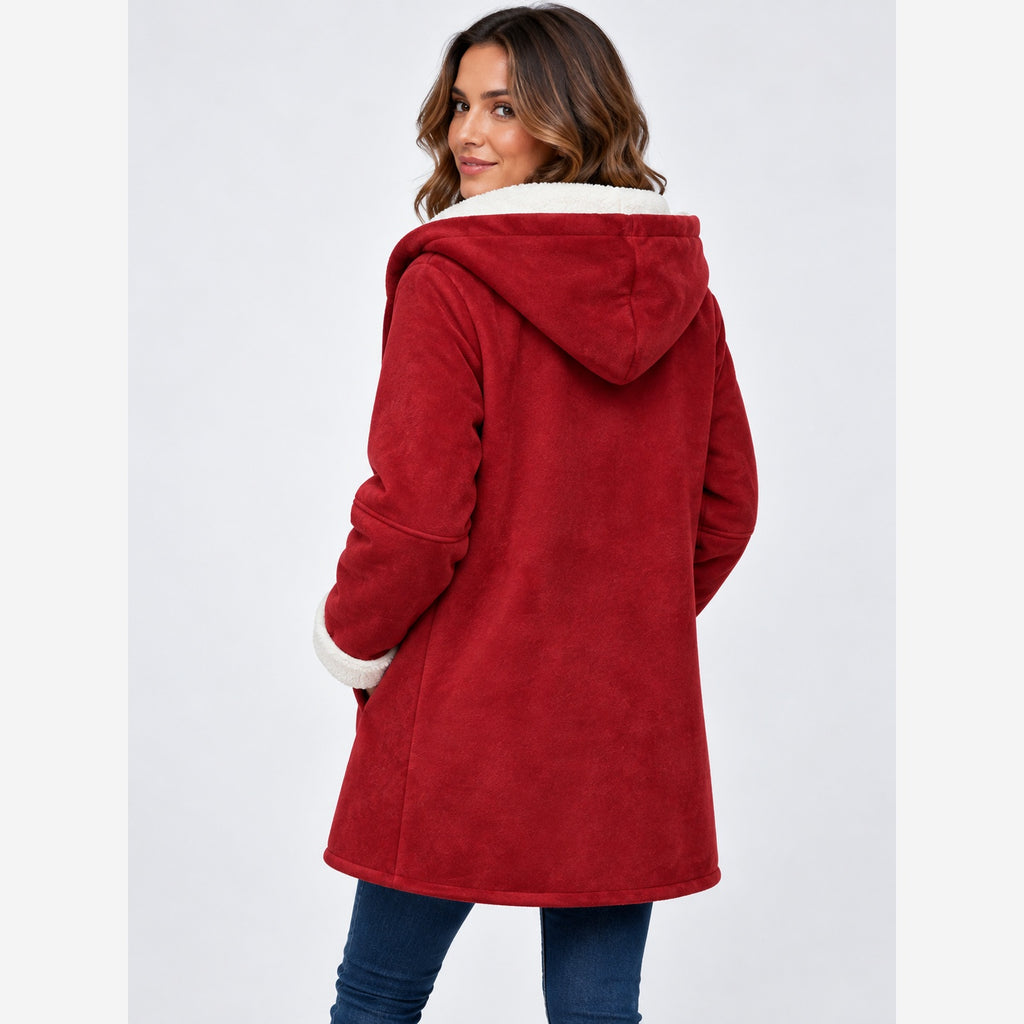 Women's Hooded Duffle Coat – Toggle Fastening Fleece Lined