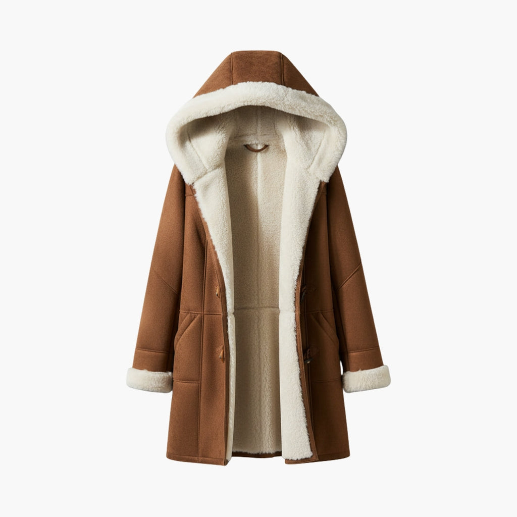 Women's Hooded Duffle Coat – Toggle Fastening Fleece Lined