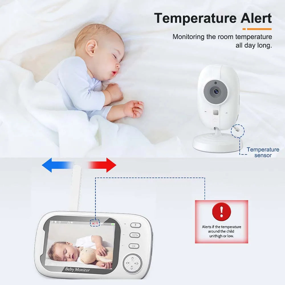 3.5-Inch Video Baby Monitor – Night Vision Two-Way Audio & Temperature Sensor